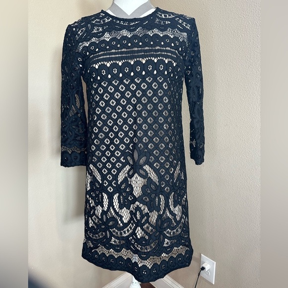 B Darlin Dresses & Skirts - B. DARLIN Women’s Black Lace Dress With Nude Underlay